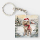 Cockapoo-hond in Sneeuw Kerstmis  Sleutelhanger (Voorkant)