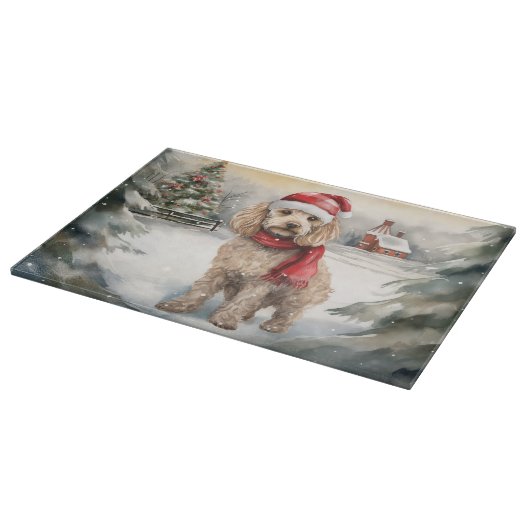 Cockapoo Hond in Sneeuw Kerstmis Snijplank (Hoek)