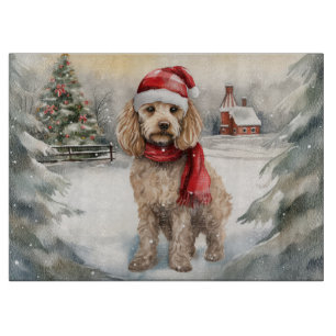 Cockapoo Hond in Sneeuw Kerstmis Snijplank