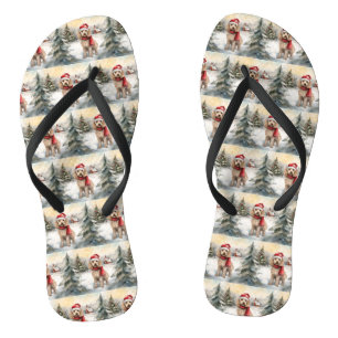 Cockapoo Hond in Sneeuw Kerstmis Teenslippers