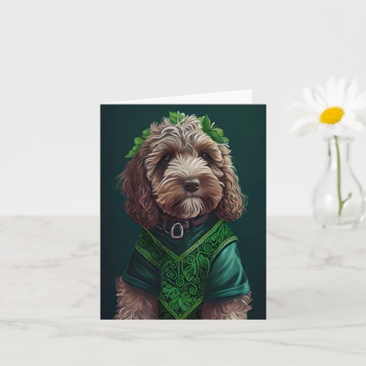 Cockapoo-hond in St. Patrick's Day-jurk Kaart (Kleine Plant)