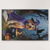 Cockapoo-hond Whimsical Halloween-schilderij Legpuzzel (Horizontaal)