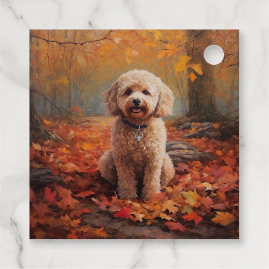 Cockapoo in de herfst laat Herfst inspireren Bedankjes Labels (Achterkant)