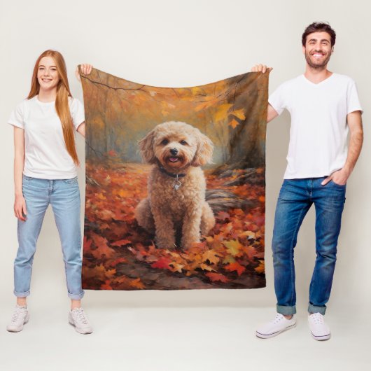 Cockapoo in de herfst laat Herfst inspireren Fleece Deken (In situ)