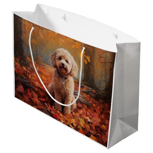 Cockapoo in de herfst laat Herfst inspireren Groot Cadeauzakje (Achterkant Gekanteld)
