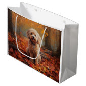 Cockapoo in de herfst laat Herfst inspireren Groot Cadeauzakje (Voorkant Gekanteld)