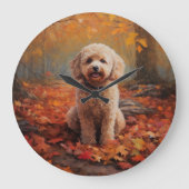 Cockapoo in de herfst laat Herfst inspireren Grote Klok (Voorkant)