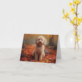 Cockapoo in de herfst laat Herfst inspireren Kaart (Gele Bloem)