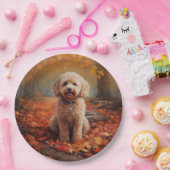 Cockapoo in de herfst laat Herfst inspireren Papieren Bordje (Feest)