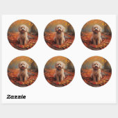 Cockapoo in de herfst laat Herfst inspireren Ronde Sticker (Vel)
