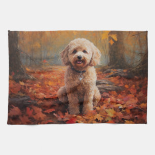 Cockapoo in de herfst laat Herfst inspireren Theedoek