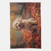 Cockapoo in de herfst laat Herfst inspireren Theedoek (Verticaal)