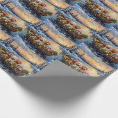 Cockapoo Kerstboot Vakantie Cadeaupapier (Hoek)