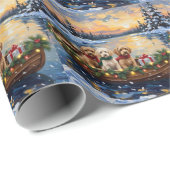 Cockapoo Kerstboot Vakantie Cadeaupapier (Rol Hoek)