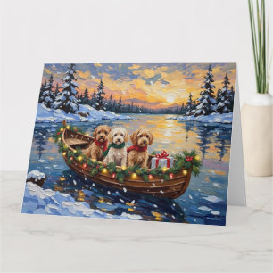Cockapoo Kerstboot Vakantie Kaart