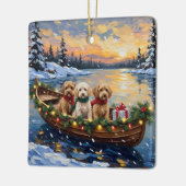 Cockapoo Kerstboot Vakantie Keramisch Ornament (Links)
