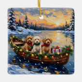 Cockapoo Kerstboot Vakantie Keramisch Ornament (Voorkant)