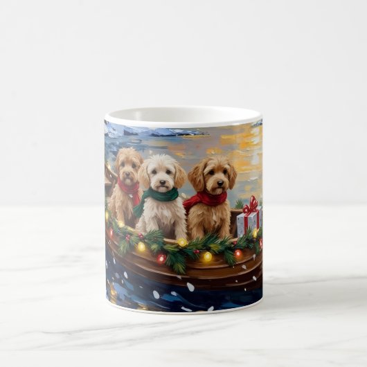 Cockapoo Kerstboot Vakantie Koffiemok (Center)
