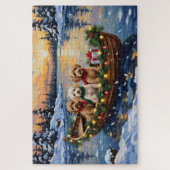 Cockapoo Kerstboot Vakantie Legpuzzel (Verticaal)