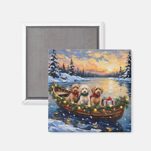 Cockapoo Kerstboot Vakantie Magneet (Voorkant / Achterkant)