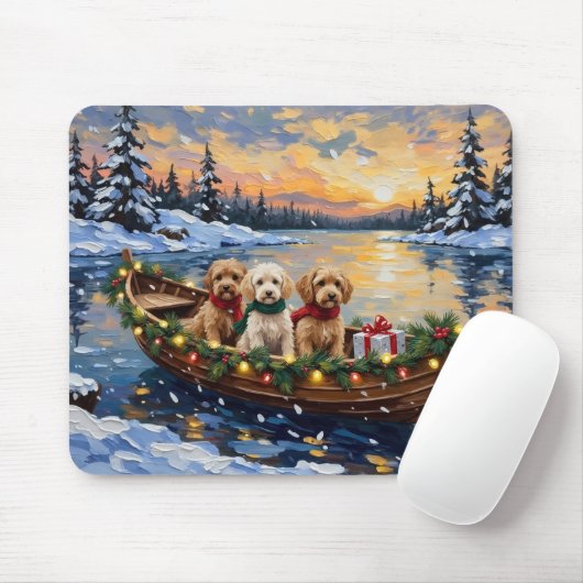 Cockapoo Kerstboot Vakantie Muismat (Met muis)