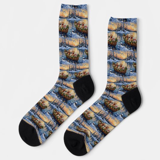 Cockapoo Kerstboot Vakantie Sokken (Links)