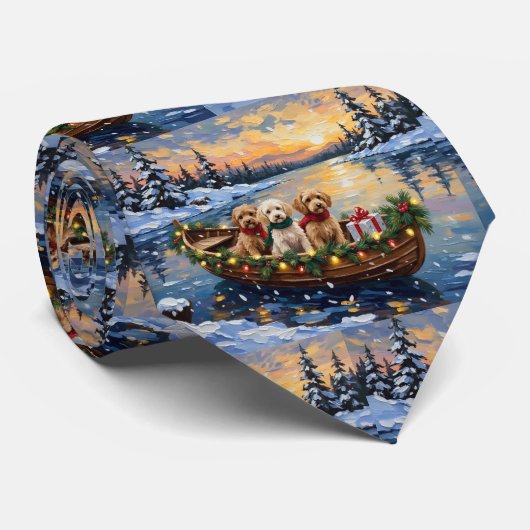 Cockapoo Kerstboot Vakantie Stropdas (Opgerold)