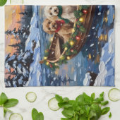 Cockapoo Kerstboot Vakantie Theedoek (Gevouwen)