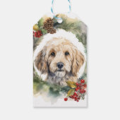 Cockapoo Kerstkrans feestelijke pup Cadeaulabel (Achterkant)