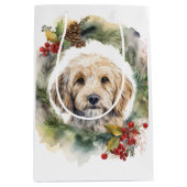 Cockapoo Kerstkrans feestelijke pup Medium Cadeauzakje (Voorkant)