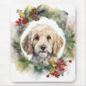Cockapoo Kerstkrans feestelijke pup Muismat (Voorkant)