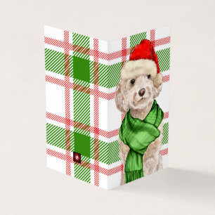Cockapoo Kerstmis Dog Red en Green Pset Holiday Kaart