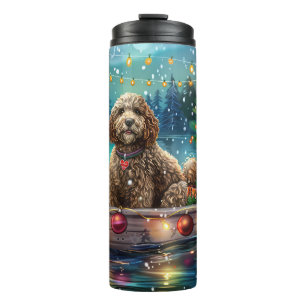 Cockapoo Kerstmis Feestelijke Reis Thermosbeker
