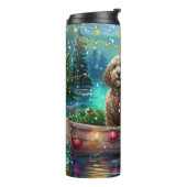 Cockapoo Kerstmis Feestelijke Reis Thermosbeker (Gedraaid links)