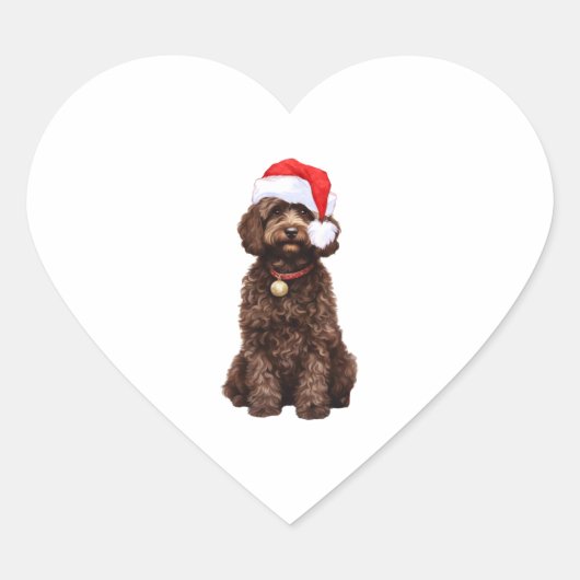Cockapoo Kerstmis Hart Sticker (Voorkant)