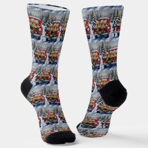 Cockapoo Kerstmis Rode Truck Vakantie Sokken