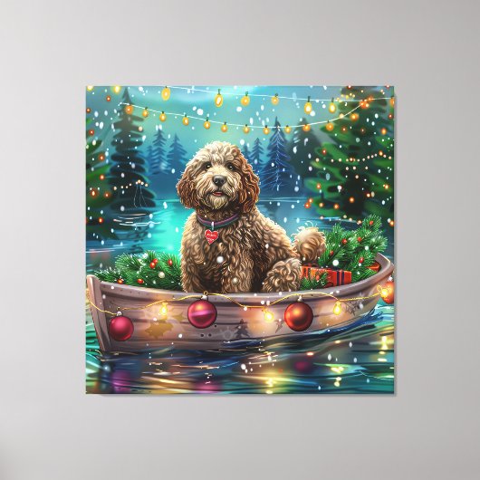Cockapoo kerstvakantie canvas afdruk (Voorkant)