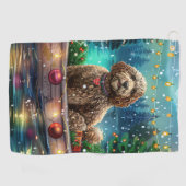 Cockapoo kerstvakantie golfhanddoek (Horizontaal)