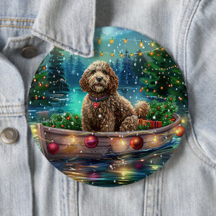 Cockapoo kerstvakantie ronde button 6,0 cm