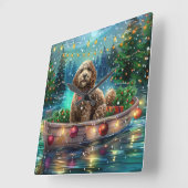 Cockapoo kerstvakantie vierkante klok (Hoek)