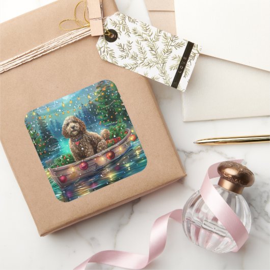 Cockapoo kerstvakantie vierkante sticker (Geschenken)