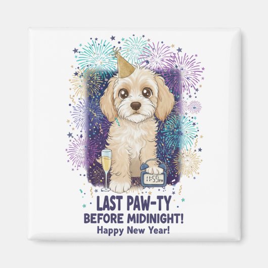 Cockapoo Last Paw-ty 2026! Happy New Year Magneet (Voorkant)