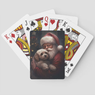 Cockapoo met Kerstman Festieve Kerstmis Pokerkaarten