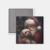 Cockapoo met kerstman Festive Kerstmis Magneet (Voorkant / Achterkant)