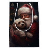 Cockapoo met kerstman Festive Kerstmis  Medium Cadeauzakje (Voorkant)