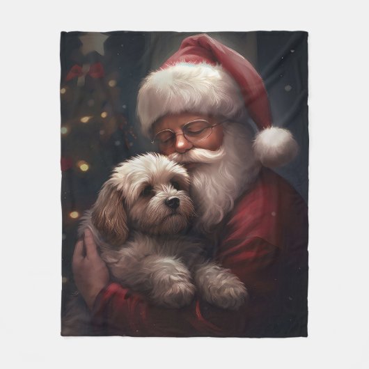 Cockapoo met Sinterklaas Feestelijke Kerstmis Fleece Deken (Voorkant)