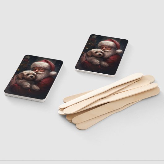 Cockapoo met Sinterklaas Feestelijke Kerstmis Handwaaier (Niet-gemonteerd)