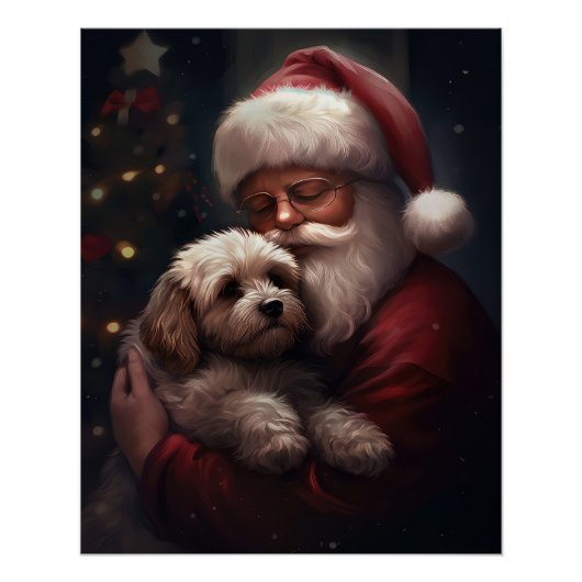 Cockapoo met Sinterklaas Feestelijke Kerstmis Perfect Poster (Voorkant)