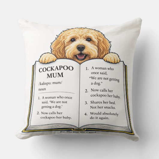Cockapoo Mum Definition Gift | Funny Dog Mum Desig Kussen (Voorkant)