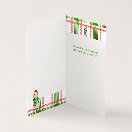 Cockapoo Noël Chien rouge et vert en vacances (Inside)